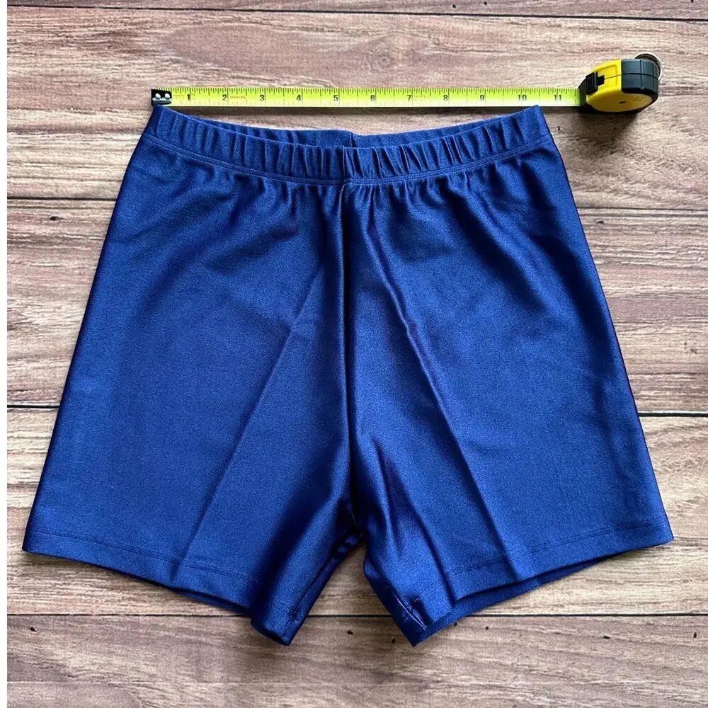 Vintage 80s 90s Hanes Her Way USA Navy Blue Bike Shorts Nylon Lycra Tagged M